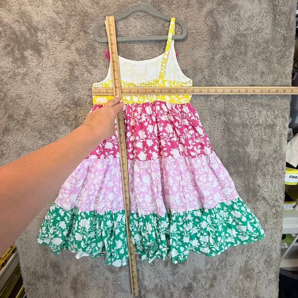 Mini Boden Girls Floral Rainbow Tiered Dress Smocked Back Strapless 8 9 Years - Picture 11 of 13